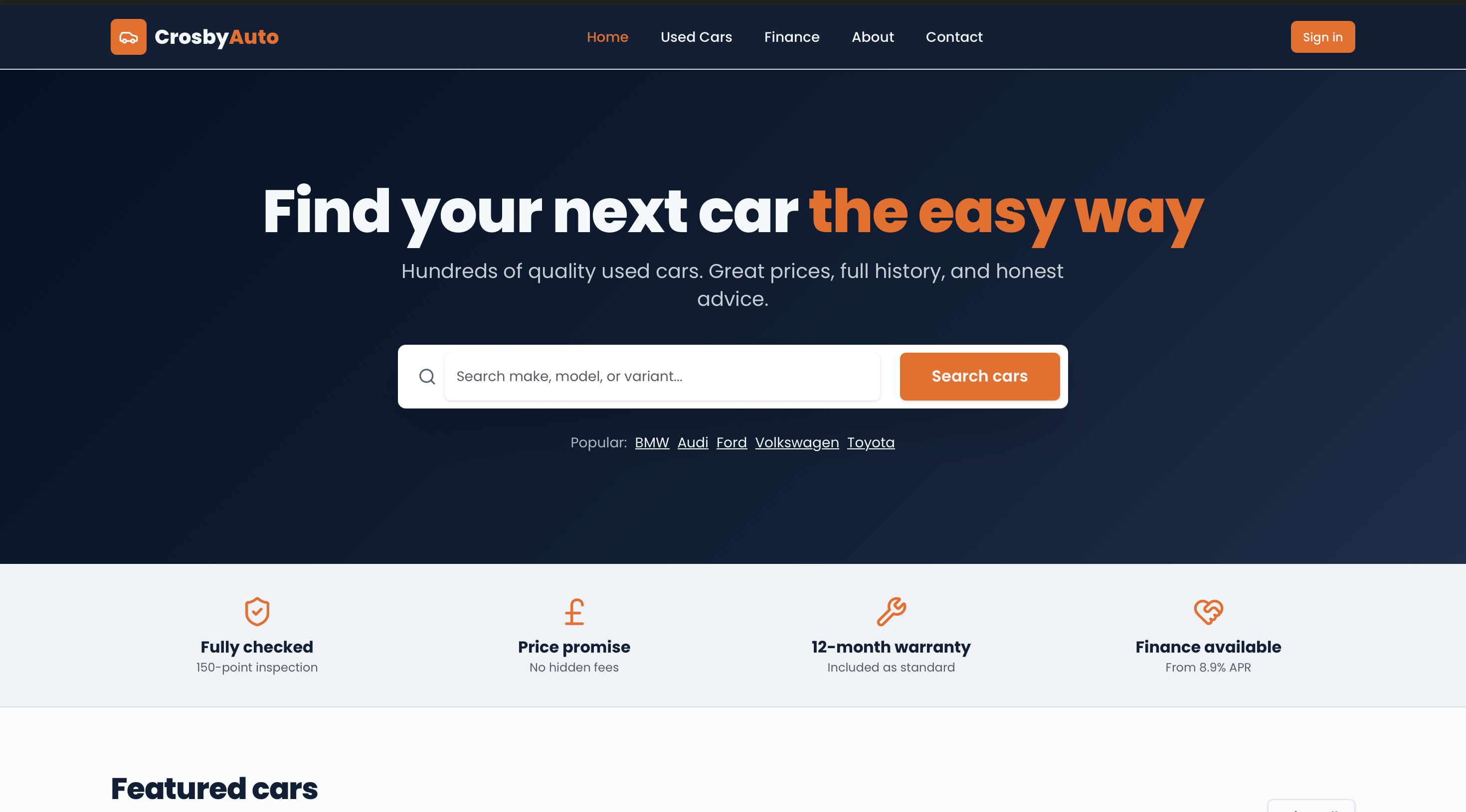 Crosby Auto dealership website